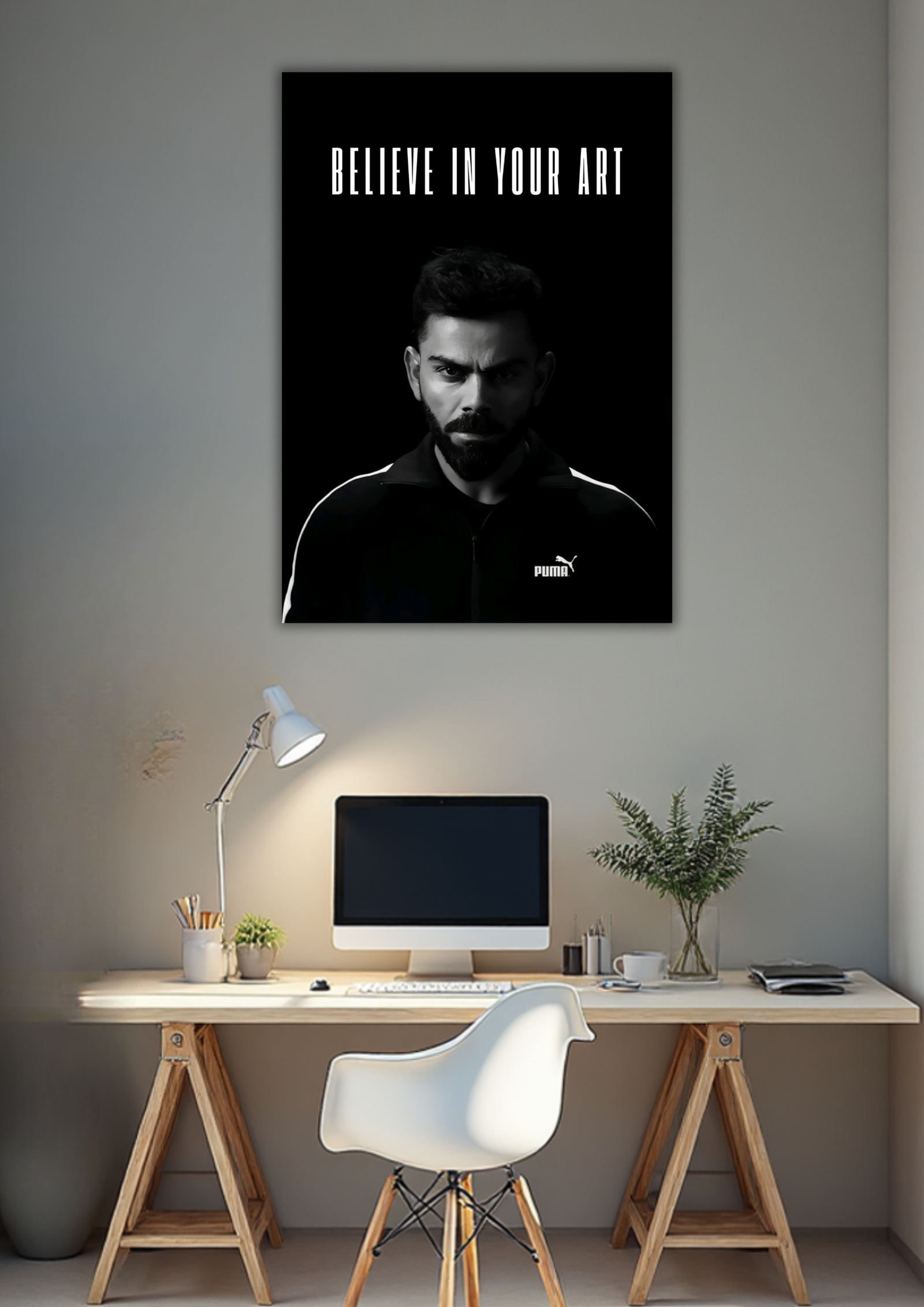 Virat Kohli Black Aesthetic Poster – “Believe In Your Art”(Digital Download)