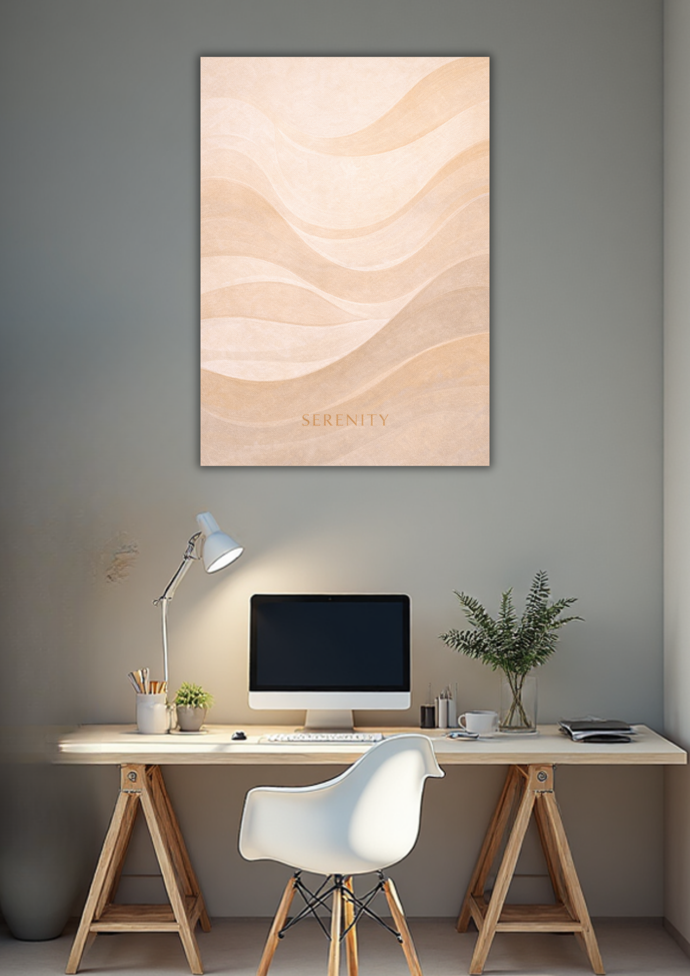 Serenity Abstract Beige Wall Poster(Digital Download)