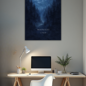 Dark Blue Minimalist Nature Art Print(Digital Download)