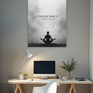 Focus Daily Motivational Wall Art – Minimalist Meditation Poster (Download Digitally)